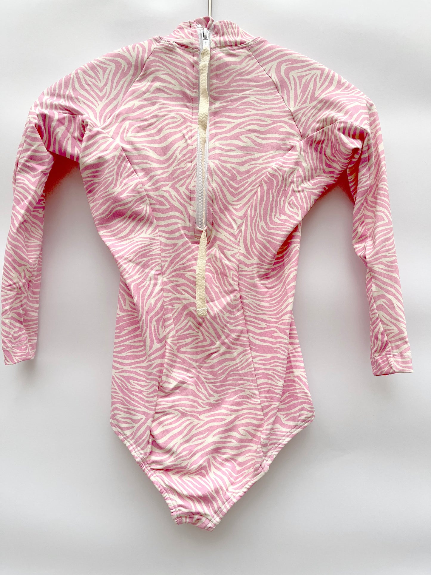 BODYSURF KIDS PINK ZEBRA ZIPER BACK